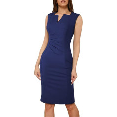 HOMEYEE Women's Elegant Sleeveless Retro Cocktail Bodycon Sheath Dress with V-Neck Business Knee-Length Pencil Dress B722