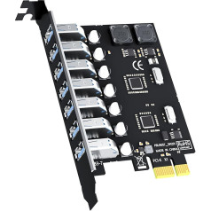 GLOTRENDS U3057 7-Port USB 3.0 Type-A 5Gbps PCIe Expansion Card for Intel, AMD, and ARM Platform, Compatible with Windows and Linux (Does Not Support Mac OS)