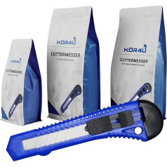 10 x kör4u Cutter Knives, 18 mm Snap-off Blades, Carpet Knife, Cardboard Knife, Multi-Purpose Knife, Utility Knife, Knife for Cutting Work
