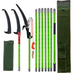 Pruning Saw with Handle, 8 m Hand Saw, Adjustable Length, Tree Saw, Garden Tools Set, Palm Tree Pruner, High Reach Pole with Carry Bag, Cuts Clean and Fast for High Branches (Includes Scissors-A)