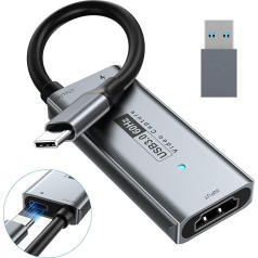 Newhope USB 3.0 Capture Card with 100W PD - HDMI to USB-C Video Recorder, 1080P 60fps & 2K 30fps Video Audio Capture for Streaming, Game Recording, Compatible with Quest 3, Switch, PS4/PS5