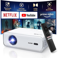 Aurzen Eazze D1 Smart Projector Home Cinema Projector: Projector 4K Supports Full HD 1080P Projector with NetfIix Official & DoIby Audio, Autofocus & Keystone Correction, Mini WiFi Bluetooth Video