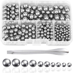 YSDMY 350 Pieces Steel Balls 4/5/6/6.35/8 mm Bearing Balls with Spoon Stainless Steel Metal Balls Ball Bearing Steel Balls Assortment Kit for Bicycle Wheel Spare Parts Precision