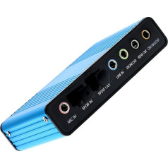 LEAGY USB 2.0 External Sound Card 6 Channel 5.1 Surround Adapter Audio S/PDIF for PC-Blue
