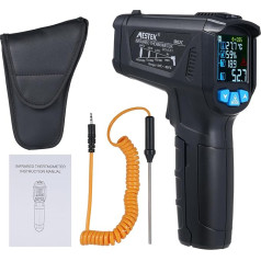 Infrared Thermometer, Touchless Digital Handheld Temperature Tester with LCD Color Display for Cooking, Home Repairs, Humidity Measurement, Adjustable Emissivity -50-800°C (58-1472°F)