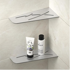 Corner Shower Shelf, Brushed 304 Stainless Steel, Recessed Corner Shelf, 305 mm, Tiled Wall Shelf, Square Shelf for Bathroom Storage, No Drilling, Pack of 2