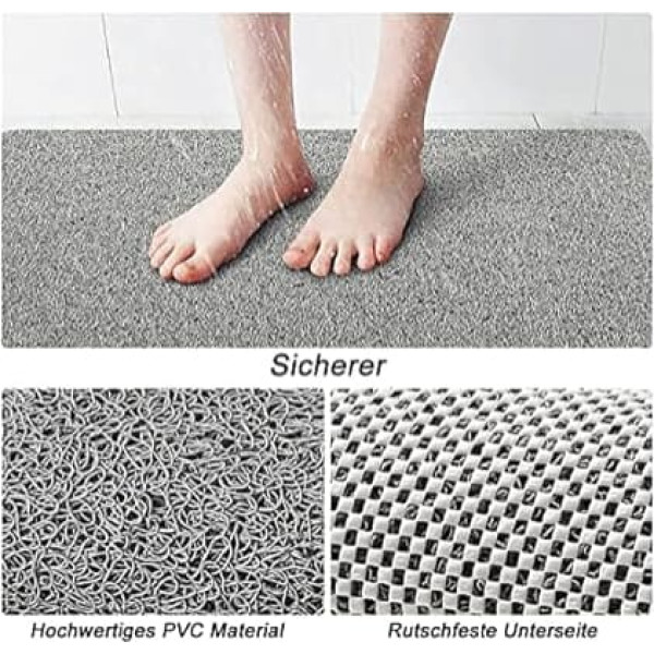 Shower Mat, Non-Slip, PVC Loofah Bath Mat, Comfort Safety Shower Mats, Massage Non-Slip Mat for Bathtub and Wet Areas, Quick Drying, Easy to Clean (100 x 40 cm)