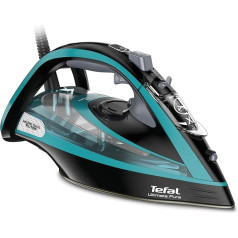 Tefal Ultimate Pure Steam Iron, 3200 W, Micro-Calc Filter, Durilium Airglide Autoclean Soleplate, Automatic Shut-Off, 0.35 Litre Water Tank, Made in France, Black/Turquoise, FV9844