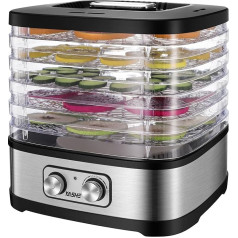 GGJ-261A Dehydrator with 5 Height-Adjustable Trays, Temperature Control from 35-70°C, 240 Watt Dehydrator for Fruit and Vegetables, BPA-Free
