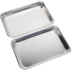 KITCHENATICS Premium Non-Stick Toaster Oven Pan Set of 2, 1/8 Sheet Baking Pan, Small Cookie Tray Tray, Small Aluminum Baking Tray, Toaster Oven Tray - 24 x 16.5 cm