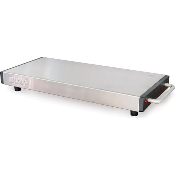 Unold Elena 58845 Heat Storage Plate 1100 Watt Mobile Ceramic Heating Time 5 Minutes Rechargeable with Cable Long Keep Warm Stainless Steel Large Surface 40 x 20 cm Overheating Protection