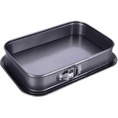 Cake Baking Trays, Removable Bottom with Buckle Square Deep Cake Baking Pans for Cakes, Pies, Desserts, Cookies, Cheesecakes, Mousse, Quiche, 35.5 x 24 x 7.8 cm