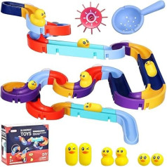 Bath Toy for Children, Bath Toy from 3 4 5 6 Years, DIY Marble Run Bath Toy Water Toy Children, Bath Toy with Suction Cups, Bath Fun Gift Girls Boys from 3 (48 Pieces)