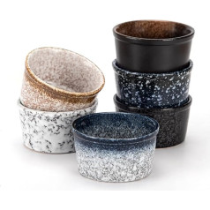 Ceramic Casserole & Soufflé Cups Set: 6 Porcelain Bowls 180 ml in Zen Style, Dishwasher Safe and Oven Safe Cups/Bowls for Puddings, Brûlées, Soufflés, Ice Cream, Dipping Sauces, Snacks