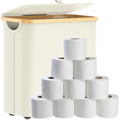 GLOWPOINT 32L Toilettenpapieraufbewahrung Toilettenpapier Aufbewahrung mit Deckel Multifunktionale Bambus Badezimmer Aufbewahrungsbox Halter mit Griff Beige