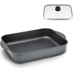 Casserole pan induction, casserole pan square round cast, aluminium lid, glass lid, roasting pan, edge induction cooker suitable for ovens