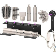 Hair Dryer Holder for Shark Flex Style, Wall Mount, Compatible with Shark FlexStyle, Curling Iron Organiser, Rack with Cord Hanger for Accessories, Curlers, Brushes, Diffuser and Attachments