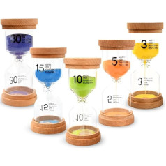 Sand Timer Set 3/5/10/15/30 Minutes, Timer, Hourglass, Colourful Hourglass Set, Hourglass, Egg Timer, Anti Fall Hourglass Set for Children, Home Office Decoration, Kitchen Timer, Creative Gifts