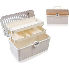 3-Layer Household First Aid Storage Box, Portable Medicine Storage Box, Medicine Cabinet with Handle, Medical Storage Organiser Empty, White Family Emergency Kit