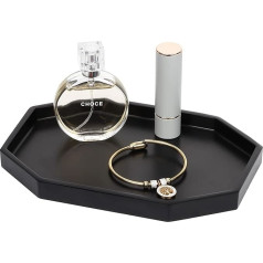 Shinowa 8 Inch Small Octagonal Tray, Resin Storage Tray, Cosmetic Bathroom Tray, Serving Board for Bedroom, Dressing Table, Living Room Table, Kitchen Sink Accessories, Matt Black