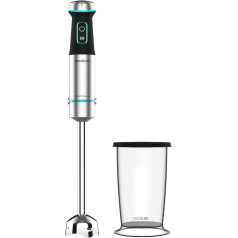 Cecotec Hand Blender Power TitanBlack 1200 XL.1200 W, CrossBlades Technology with 4 Blade Blades with Black Titanium Coating, Extra Long Base, Splash Guard Blade Insert, 800 ml Jar