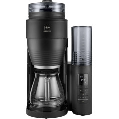 Melitta AromaFresh Pro X Coffee Machine with Grinder, Filter Coffee Machine with Glass Jug and Removable Water Tank, for up to 10 Cups of Coffee, Black/Silver