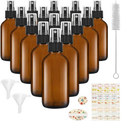 4oz Amber Glass Spray Bottles with Fine Mist for Essential Oils or Liquid Ingredients (Pack of 15)