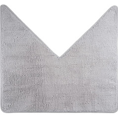 fluffy® Chenille Corner Shower Mat with Non-Slip Backing (V Shape) | Interior Dimensions 45 x 45 cm, Grey)