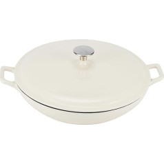 Amazon Basics Oval Enamelled Cast Iron Casserole Pan with Lid 3.1 Litre White