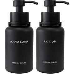 Glass Soap Dispenser with Wall Mount, Self-Adhesive, Stainless Steel Pump Dispenser for Liquid Soap, No Drilling Required, 400 ml (Hand Soap + Lotion)