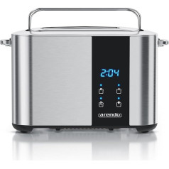 Arendo - Stainless Steel Toaster Long Slot 2 Slice Touch Screen - Double Wall Housing - Integrated Bun Attachment - 7 Browning Levels - Bread Centring - Remaining Time Display - Memory Function -