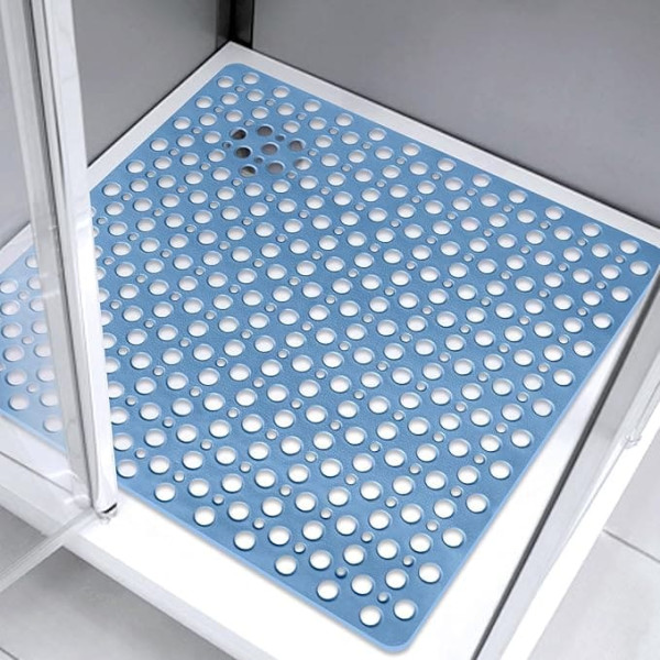 Square Shower Mat, Non-Slip Anti-Mould 70 x 70 cm, Large Shower Mat for Walk-in Shower Tray, Soft Rubber, Non-Slip Bathtub Mat for Bathroom, Wet Floor, Machine Washable