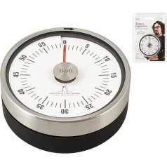 H&H & Alessandro Borghese Kitchen Timer, Stainless Steel, Black, Diameter 8 cm