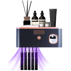 UV Toothbrush Sanitizer for 5 Toothbrushes, Toothbrush Holder Steriliser with Automatic Toothpaste Dispenser, USB Charging Timing Functions, UV Toothbrush Disinfectant (Black-1)