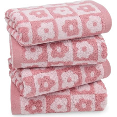 Jacquotha Cotton Hand Towels Pink Plaid Floral Pattern Quick Dry for Women Girls Wife Mom Daughters 29