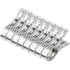 Pack of 8 Beach Towel Clips Stainless Steel Clothes Pegs Wind Resistant for Laundry Clothes Silver