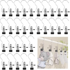 JINGIHE Portable Clothes Pegs, Non-Slip Boot Clips, Hanging Multifunctional Stainless Steel Towel Hooks for Clothesline, Trousers, Shoes, Socks, Bags, Hats, Gloves, Beach, Travel,