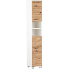 Schildmeyer Palermo 157660 Tall Cabinet, Matt White/Artisan Oak Decor, 30.3 x 23.6 x 180.9 cm