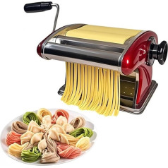 XINGYUEXUAN Manual Pasta Machine Dough Spaghetti Pasta Roller Press Machine Built-in 2 mm & 4 mm Pasta Cutter for Family Homemade Use Red