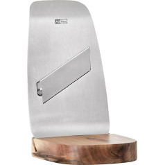 AdHoc GG12 - Gourmet Slicer - Tufo - Stainless Steel - 9.5 x 16.5 cm - Acacia Wood Stand