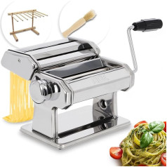ADE High-quality manual pasta machine, 7 dough thicknesses for lasagna, spaghetti fettucine, with extras: pasta dryer and cleaning brush, stainless steel pasta maker, pasta machine, pasta dough