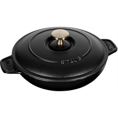 STAUB 20cm 0.75L Cast Iron Round Oven Dish with Lid Suitable for All Heat Sources Including Induction & Oven Black