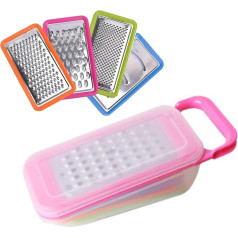 Bamyli 4-in-1 Käsereibe-Set mit Behälter und Deckel, Edelstahl und PP-Kunststoff, Käsereibe, multifunktionale Reibe, Lebensmittelreibe für die Küche