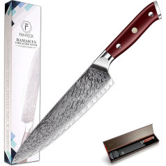 FANTECK Damascus 8 Inch Sharp Chef's Knife High Carbon 67 Layers VG-10 Stainless Steel 20 cm Sharp Blade Japanese Damascus Knife [Gift Box] Rose Wooden Handle