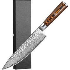 Plys Damask Kitchen Knife Chef's Knife Professional Knife with 20 cm Real 67 Layers Damascus Steel with Wooden Handle