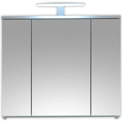 Stella Trading Spice mirror cabinet bathroom with LED lighting in white high gloss - bathroom mirror cabinet with plenty of storage space - 80 x 67 x 20 cm (B / h / h / t), matt finish