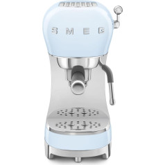 Smeg, ECF02PBEU Espresso Coffee Machine, Cappuccino Steam Function, Thermoblock, Large Cup Housing and Double Coffee Function, 1 L Water Tank, User-friendly Operating System, 1350 W, Sky Blue