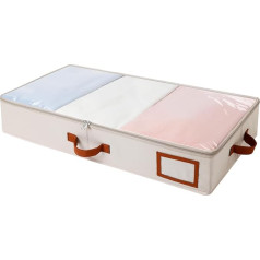 Underbed Storage Box with Lid, 75 x 42 x 16 cm Oxford Foldable Clothes Storage Bag with Viewing Window for Duvets, Clothes, Duvets, Bedding, Pillows, Blankets