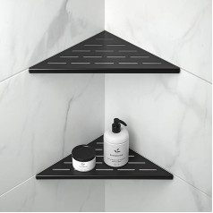 Bernkot Corner Shower Shelf 254 mm Matte Black 304 Stainless Steel Recessed Corner Shelf Bathroom Shower Shelf for Tiled Wall No Drilling Pack of 2