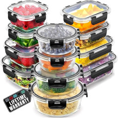 ZK Glass Storage Containers, Set of 12, Black